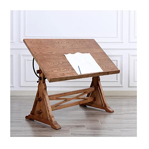 Zeichentisch Vintage-Zeichentisch aus weißem Wachsholz, Tischplatte, Verstellbarer Kunst-/Basteltisch, for Kunststudio, Heimbüro, Schule, Arbeitszimmer (Size : 120x65x78cm)