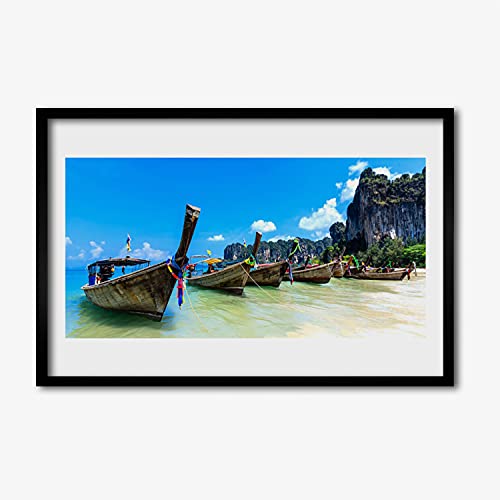 Affiche encadrée 60x40 cm de mer et plage dans un cadre en MDF Tulup pour salon