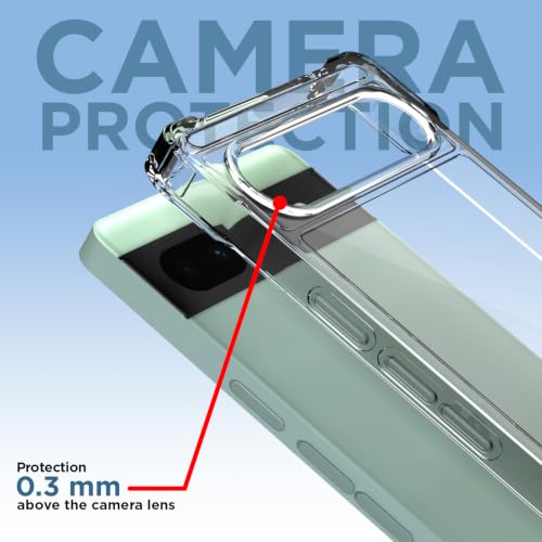 Image of Outlouders Back Cover for Google Pixel 6A 5G Clear Transparent PC + TPU Bumper Case with Raised Edges for Shockproof Protection (Transparent)