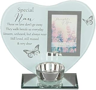 Widdle Gifts Ltd Glass Photo Frame Memorial Tea Light Candle Holder - Nan 9026, one size, White