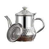 MotiveTech Botella de Aceite Antigoteo con Filtro de Malla Recipiente Reutilizable de Acero Inoxidable Asa Segura Fácil de Limpiar Adecuada para Cocina Y Almacen, Plata 250ml, Individual