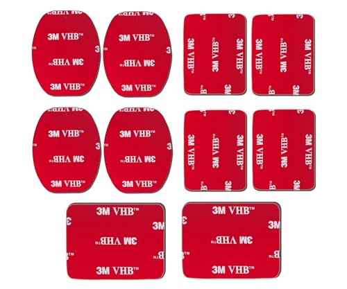 micros2u Double Sided 3M Sticky/Adhesive Pads (10 Pack) for GoPro Hero Action Camera or NextBase/Blackvue DashCam. 4 x Flat 6 x Curved.