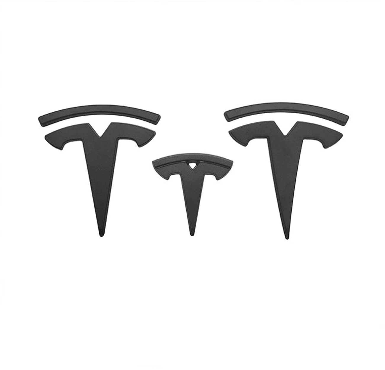 Top-Tech Logo decal Kit Compatible with Tesla Model 3 front trunk and steering wheel 3 pieces ABS material (Matte Black)