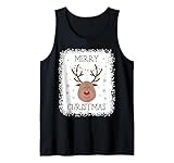 Bleached Rudolph Face Reindeer Merry Christmas tee