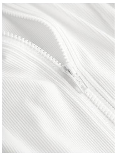 OYOANGLE Girl's Full Zip Mock Neck Ribbed Knit Workout Jacket Athletic Sports Fitted Outwear3