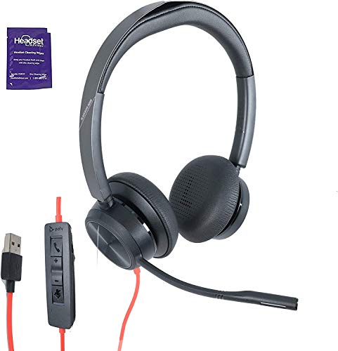 Plantronics (Poly) Blackwire 8225 Premium Wired UC Headset Bundle with Headset Advisor Wipe (USB-A)