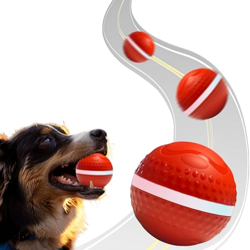 Interactive Dog Toys Ball, Activated Automatic Rolling Ball Toy for Medium/Large Dogs, Peppy Pet Ball for Boredom Dogs with LED Light, Active Moving Dog Toy, USB Rechargeable 3.35 inch orang