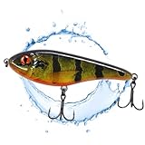 Jerkbait Hecht I 15cm, 80g Slow Sinking für große Hechte, Wobbler Jerkbait Hechtangeln, Kunstköder, Angelköder Raubfische, UV-aktive Jerkbaits (Real Perch UV)