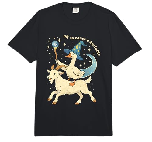 Off to Cause a Kerfuffle Funny Chaotic Weird Animal Goose Comfort Colors Adult Heavyweight T-Shirt