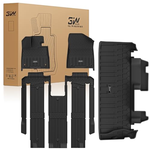3W Floor Mats & Cargo Liner Fit Toyota Sienna 2024-2026 (Only for 7 Seat & Platinum Version with Refrigerator) TPE Custom Fit Floor Liner and Trunk Mat for Sienna(w/o Spare tire)