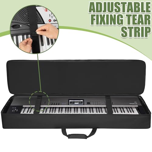 Image of 88 key Keyboard Case (Size:54 inchx7 inchx13.5 inch), Keyboard Gig Bag Case with Adjustable Straps and 6-Pocket for Keyboard Accessaries, 88 key Electric Piano Keyboard Gig Bag