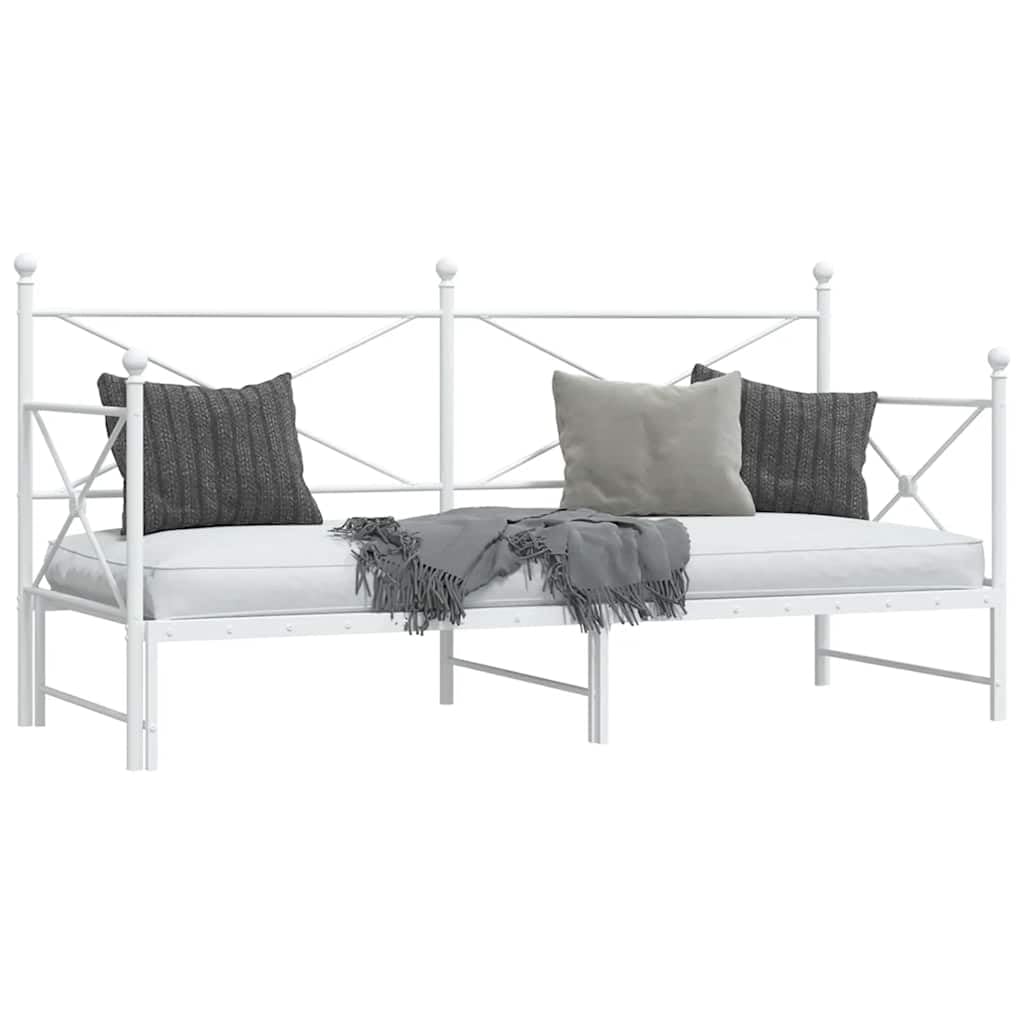 vidaXL Divano Letto Estraibile Senza Materasso Bianco 80x200cm Acciaio, Divano Letto con cassetti, Divano Letto, Divano Letto da Soggiorno