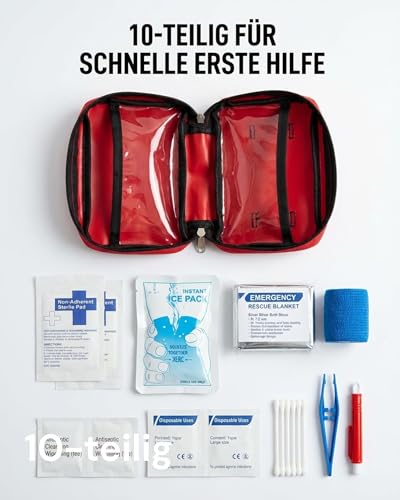 Canisphere Erste Hilfe Set to Go Hund & Katze - Kompakte Hunde Reiseapotheke im Softcase - 10-teiliges Hunde/Katzen Notfallset mit Gürtelschlaufe - Ideal für Spaziergänge, Training & Outdoor