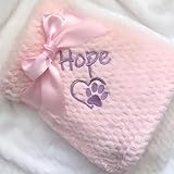 MEIEG Maßgeschneiderte Flanelldecke Für Hunde/Katzen, Personalisierte Haustierdecken Mit Namen, Besticktem Text/Symbol Bettdecken, Geschenke Für Tierliebhaber(45 * 65cm)