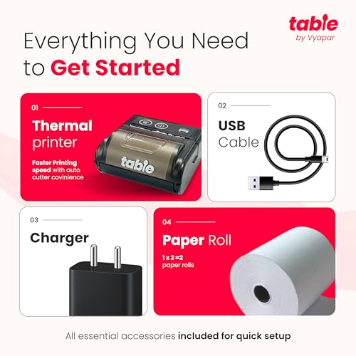 Image of Table 2-Inch Bluetooth & USB Thermal Billing Printer | POS Receipt Printer for Restaurants with 3-Month Billing Software License