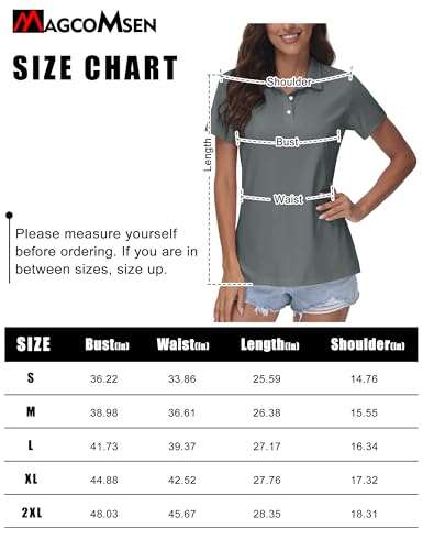 Magcomsen MCS-A23W3010-530-GREY-S Tennis Shirts For Women Polo Short Sleeve Golf Quick Dry Athletic Collared Shirts Upf 50+ Work Tops Grey,S thumb #6