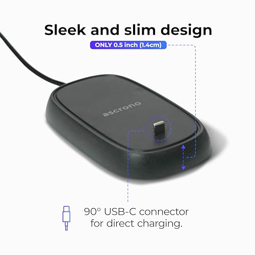 Image of Ascrono - Charging Station Compatible with Apple Magic Mouse - Black - Perfect Accessories | Usable As Charging Dock, Stand & Charger | Includes 5ft (1.5m) USB-C Cable | USB-C Connector