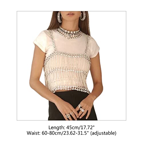 European Pearl Suspender Bodice Vest Can Be Worn Outside Full Diamonds Hollow Tube Top Small Fragrant Vest, As the Picture Shows4