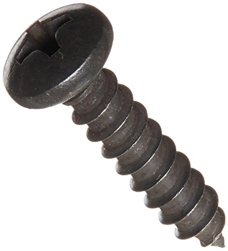 18-8 Stainless Steel Sheet Metal Screw, Black Oxide Finish, Pan Head, Phillips Drive, Type A, #8-15 Thread Size, 3/4