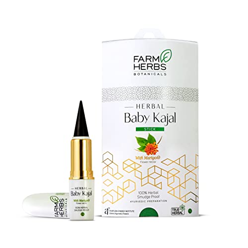 Farmherbs 100% Herbal All Natural Baby Kajal Stick - Certified Lead-free, Irritation-free, Premium Olive Wax with Pure Organic Marigold, Smudgeproof, Preservative-free, Synthetic Chemical-free, from Renowned Eyecare Institute, 100% Safe Kajal for Newborn Baby thumbnail 7
