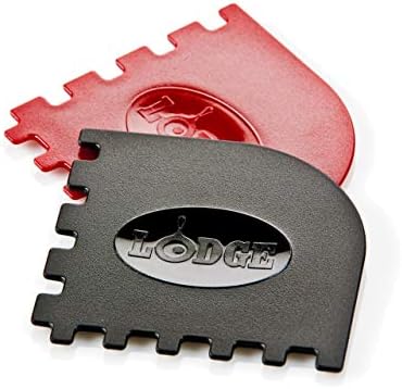 Lodge SCRAPERGPK Durable Grill Pan Scrapers, Red and Black, 2-Pac...