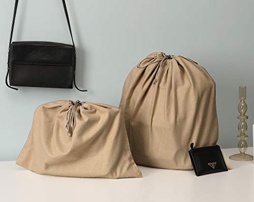 Image of PlasMaller Dust Cover Storage Bags Purified 100% Cotton with Drawstring Pouch For Handbags Purses Pocketbooks Shoes Boots Set of 2 (16.5 x 13 in)