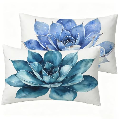 Housse de coussin impermeable bleu lotus 40 x 60 cm qui resiste a l eau du jardin