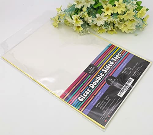 Alinacutle 10/Pk Arts Crafts Tape, Clear Double Sided Adhesive Tape Sheets,Super Strong Sticky Tape,Diy Art/Craft/Home Decorative Tape With White/Yellow Liner,A4 Size, 8.3“X11.5 #TOP1