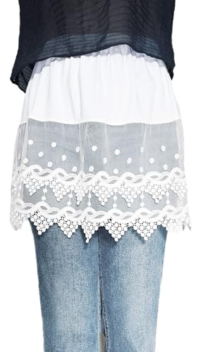 Image of Vanrose Jan Womens Lace Shirt Extender See Through Lace Underskirts Layering Half Slip Clothing Accessories