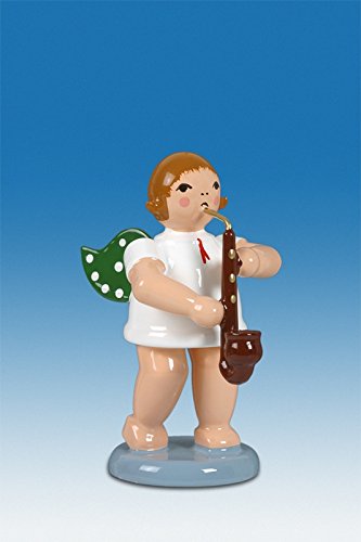 Ange de Noël avec heckelphon en bois, la magie des traditions de 6 cm