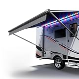 RV Awning Fabric Replacement, Upgraded 19.5oz Heavy Duty Material, Outdoor Vinyl Canopy for Trailer and Motorhome Awning- 18'(Fabric 17'2'), Gray