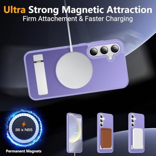 Image of SPIDERCASE Magnetic for Samsung Galaxy S24 Plus Case, [3 Stand Ways][ Military Grade Drop Protection] with Invisible Stand Shockproof Slim Case for Samsung Galaxy S24 Plus, Light Purple