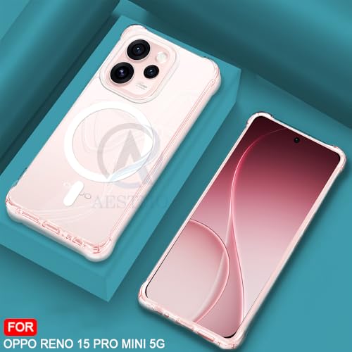 Image of AESTMO Clear Back Cover for Oppo Reno 15 Pro Mini 5G | 360 Protection | Transparent Back Cover for Oppo Reno 15 Pro Mini 5G (PC + TPU, Compatible with MagSafe Accessories, Transparent Bumper)