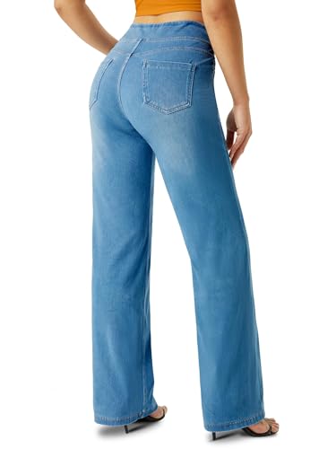 Topevil Wide Leg Jeans Woman Blue