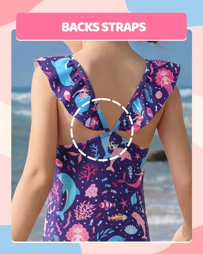 Image of Angel season Girls Swimsuits Kids Bathing Suit One Piece Swimwear with UPF 50+ Cute