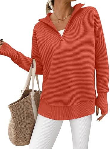 Image of PRETTYGARDEN Womens Long Sleeve Quarter Zip Pullover Sweater