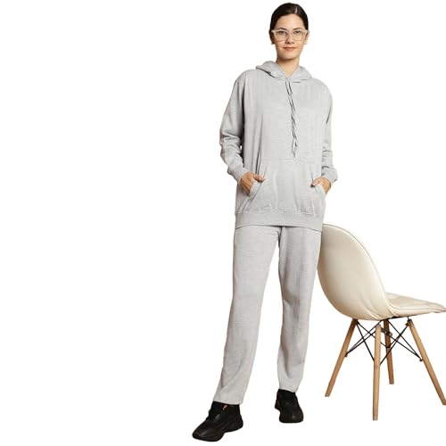 Image of Mack Jonney Solid Hooded Cotton Fleece tracksuit Co-Ord Set for Women-MACK32729