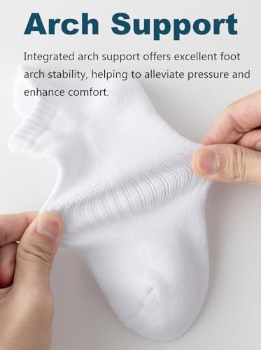 Mens White Ankle Socks Cotton Running Athletic Low Cut No Show Socks Size 9-12 for Women3