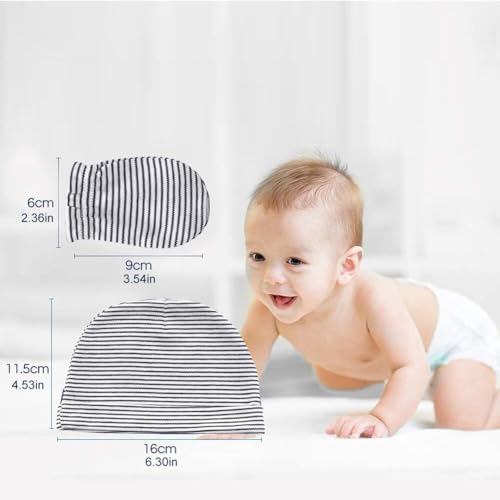 15 Pieces Newborn Cap Mitten Sock, Newborn Hats, Baby Mittens Gloves Infant Socks for 0-6 Months Unisex Baby Boys Girls, Type 22
