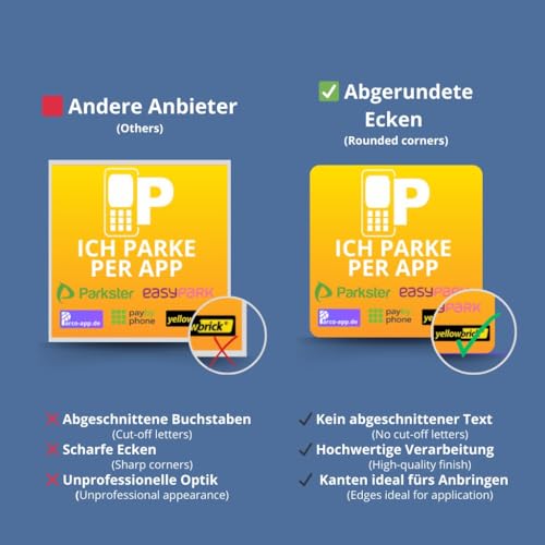 UNIVERSAL 5 in 1 Hinterglasaufkleber – Kompatibel mit EASYPARK Easy Park, Parkster, PayByPhone, Parco, Yellowbrick & Co. | Vignette Sticker Auto Aufkleber (6 x 6 cm) – App-Parken, Made in GERMANY (1)