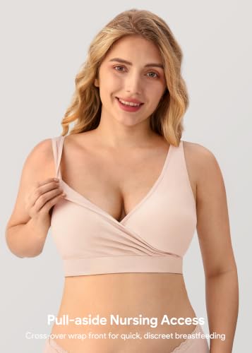 Image of HBselect Nursing Bras for Breastfeeding, Maternity Nursing Sleep Bra Wireless Pregnancy Sleep Bralette 3 /5 Pack