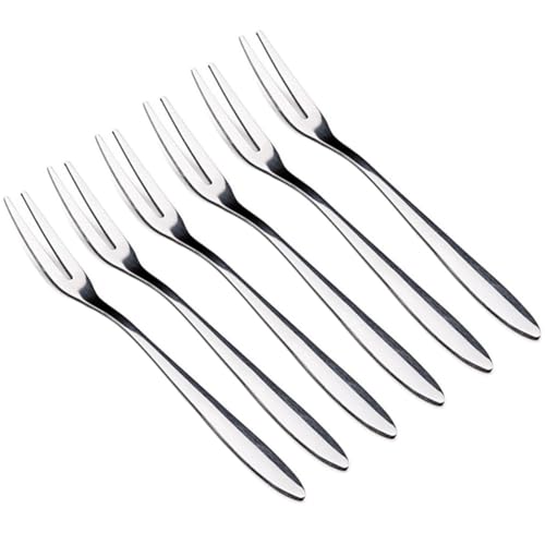 nanaxagly Set aus Edelstahlgabel für Vorspeisen, Abendessen, Hochzeit, Geburtstag, Reisen, Cocktail, Salat, Dessert, Obst, Gabel (6 Stück)