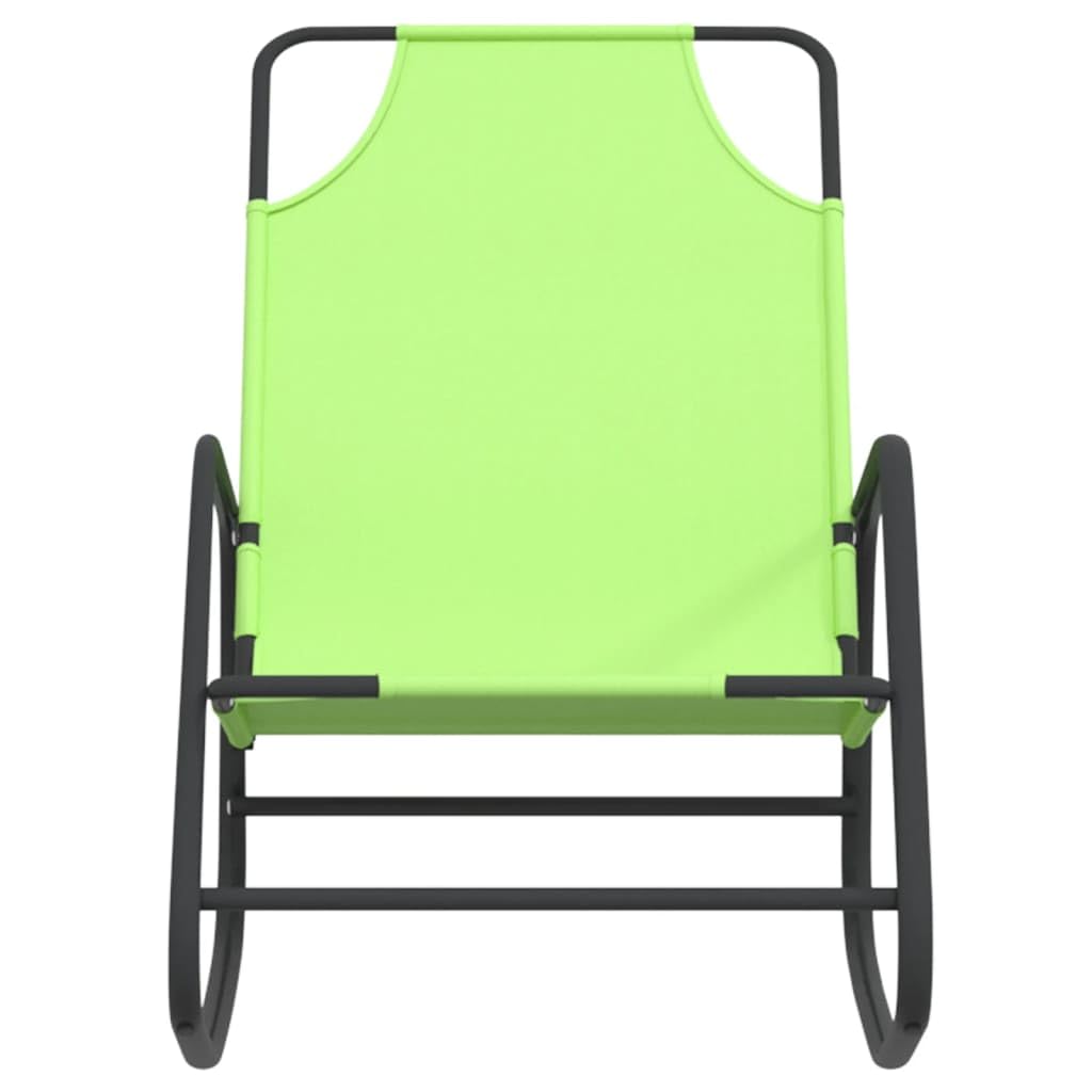 Leżaki bujane 2 szt., zielone ze stali malowanej proszkowo i oddychającego materiału tekstylnego, 89 x 58 x 93,5 cm, składane i regulowane, do ogrodu, na taras, balkon, relaks