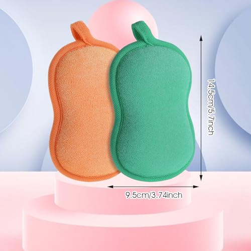 2Pcs Baby Bath Sponge Shower Sponge Soft Absorbent Exfoliating Wash Soap Kids Loofah Gentleness Comfort Bathing Tool for Infants Men Women Body All Skin Type