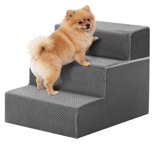 Image of NEWBULIG 3-Step Dog Stairs, 13.5 inch H Dog Steps for Sofa and Chair, Durable Non-Slip Sturdy Pet Steps for Small Dogs and Cats, Pet Ramp for High Bed Indoor