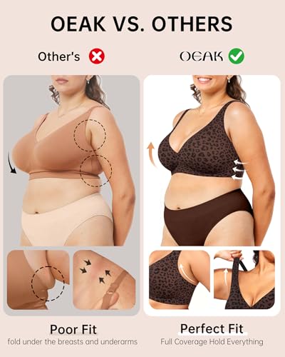 Image of OEAK Womens Deep V Bras Wireless Comfortable Bra Supportive No Underwire Bras Tshirt Push Up Bralettes Plunge Seamless Bra