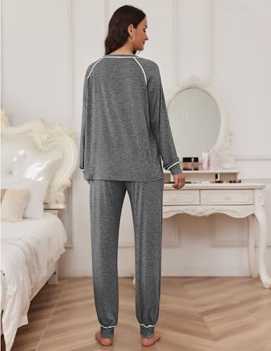 Image of Ekouaer Pajamas Set for Women Soft Comfy Pjs Sets Long Sleeve Sleepwear Loungewear S-XXL