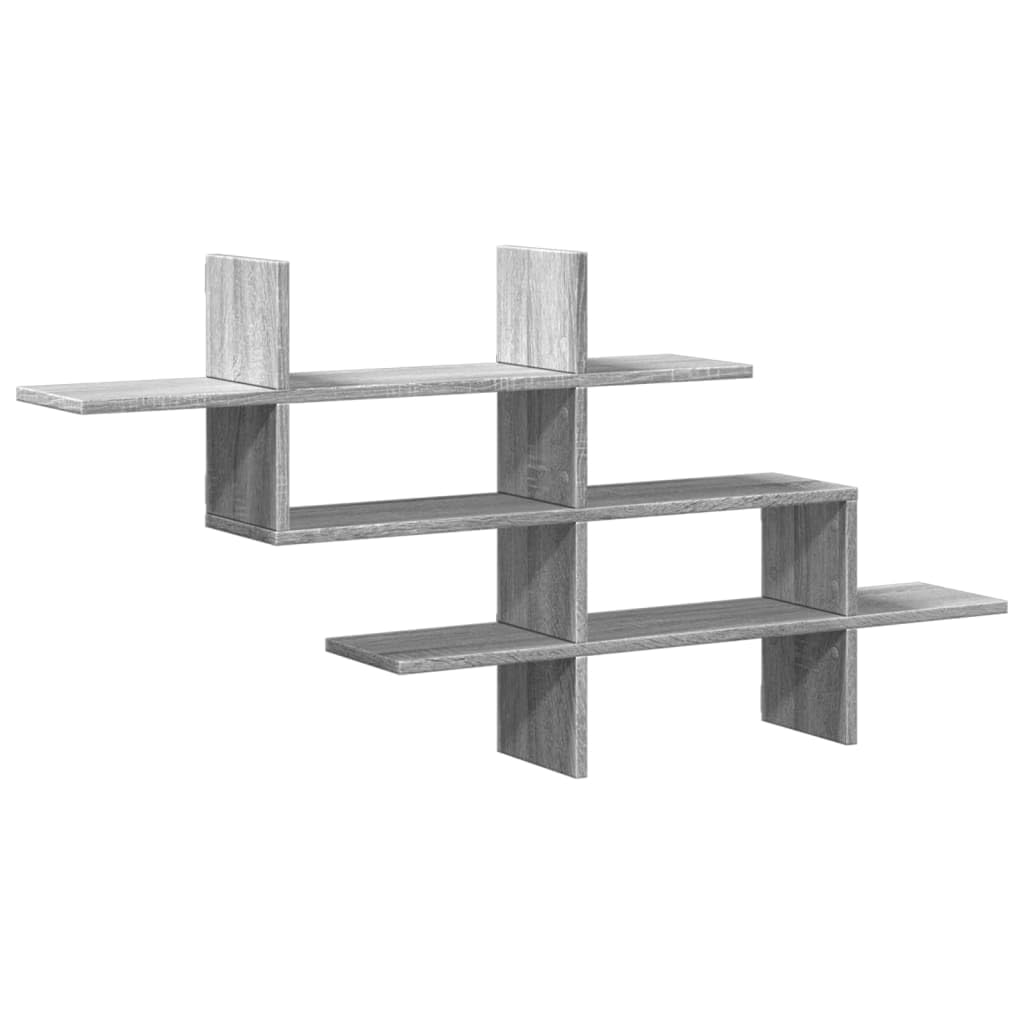 Estantería de pared, color gris, Sonoma, 124,5 x 18 x 60,5 cm, madera resistente, diseño moderno, con capacidad de carga de 20 kg, para sala de estar, cocina, pasillo y dormitorio