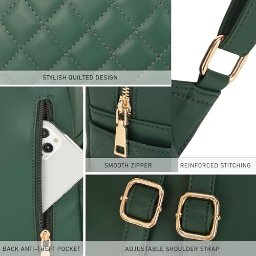 Image of Quilted Small Backpack for Women PU Leather Casual Handbag Daypack Purse | Stylish Quilted Design, water-resistant premium PU leather, matches all daily outfits, lightweight for everyday carry