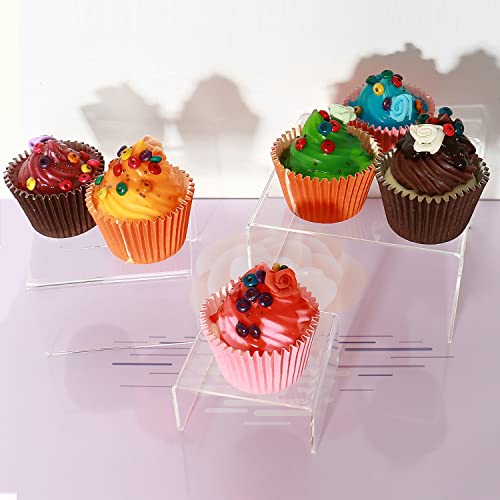 Gonioa 2 Set Display Risers Clear Acrylic Riser Shelf Showcase Fixtures Jewelry Collectibles Display Stands for Amiibo Pop Figures,Cake Stands for Candy Dessert Table Decorations-3"x4"x5" (6pcs) - Thumbnail 6